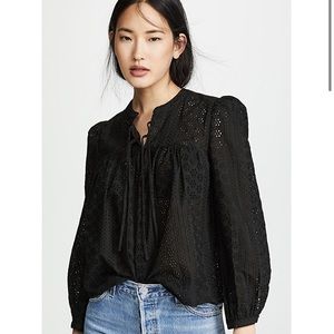 NWT Madewell Eyelet Double Tie Peasant Top